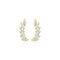 14k Yellow Gold Leaf Motif Climber Post Earrings with Marquise Cubic Zirconias
